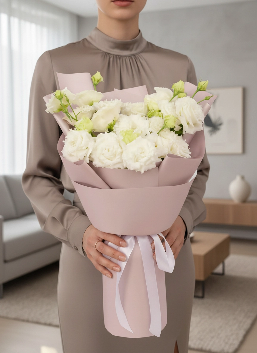 Beyaz Lisyantus Buketi