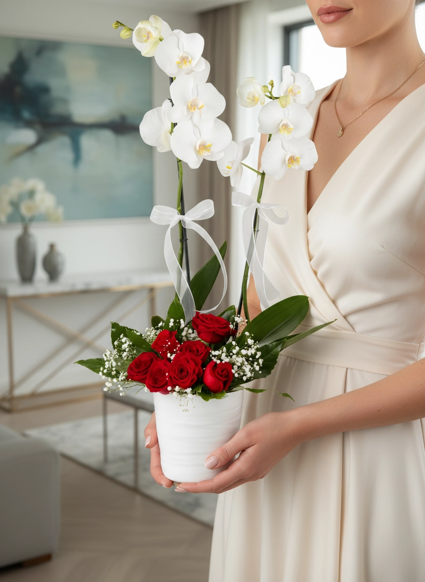 Güller ve Çift Dallı Orkide