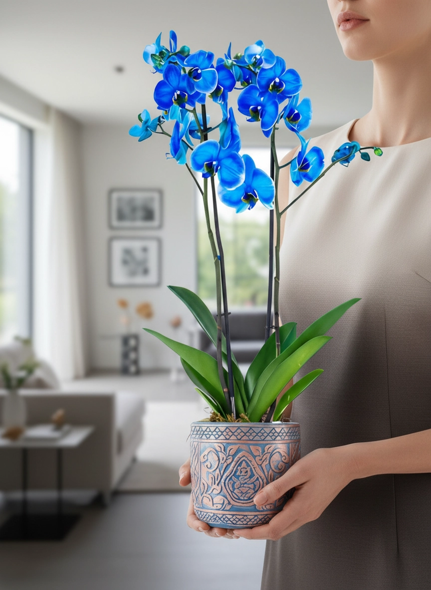 Mavi Çift Dallı Orkide