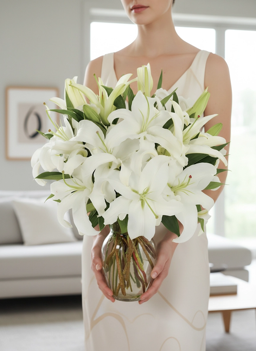 Vazoda Büyük Boy Lilyumlar