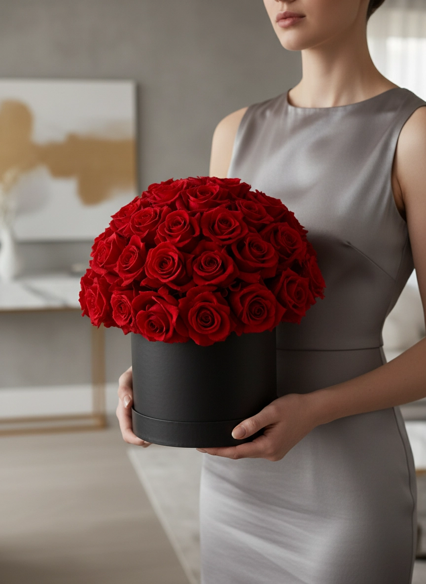 Premium Kutuda 55 Tane Gül