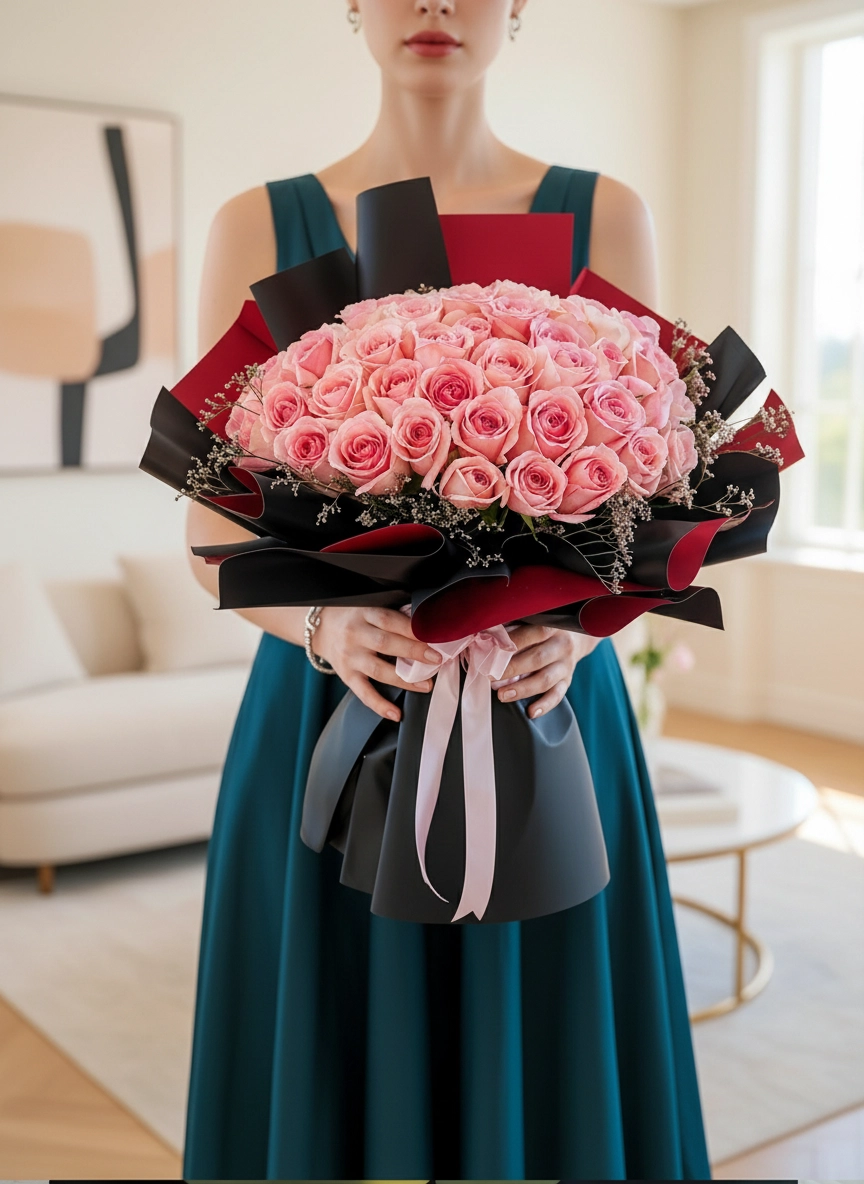 51 Adet Pembe Gül Buketi