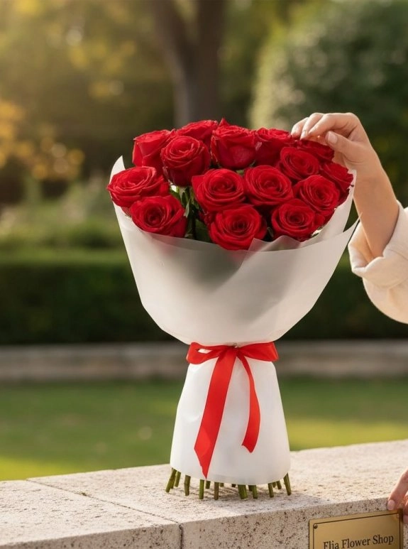 15 Kırmızı Gül Buketi