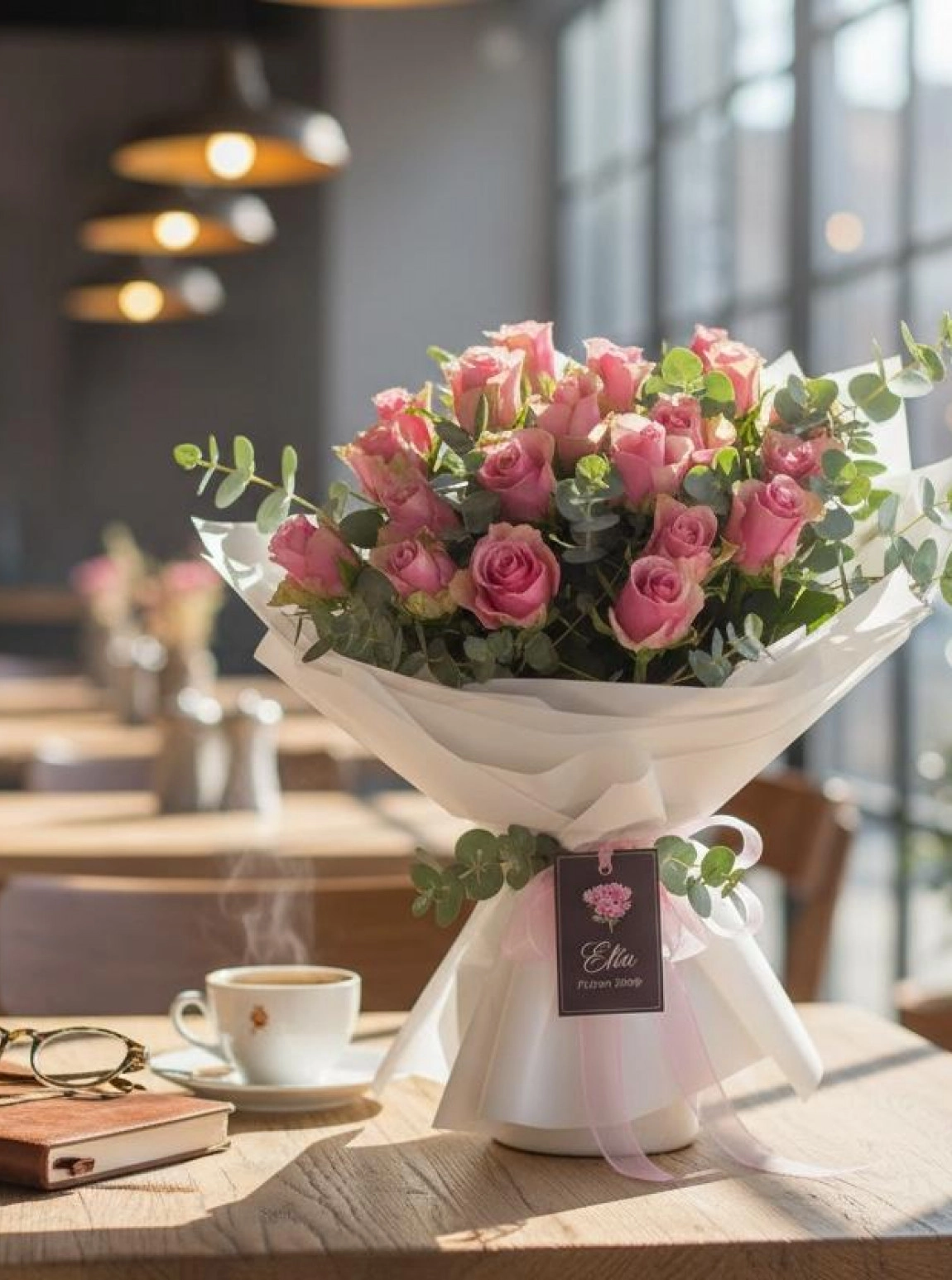 15 Pembe Gül Buketi -Velvet Rose