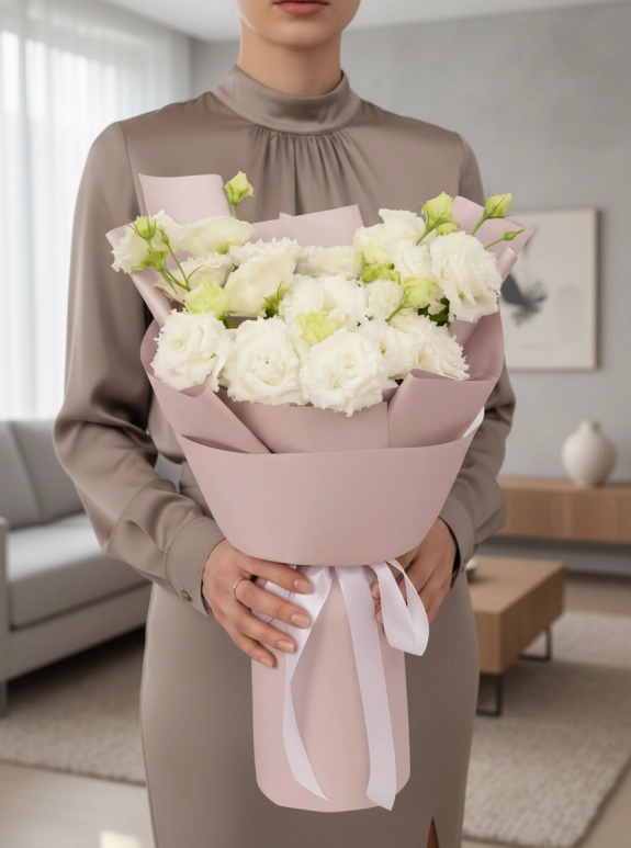 Beyaz Lisyantus Buketi