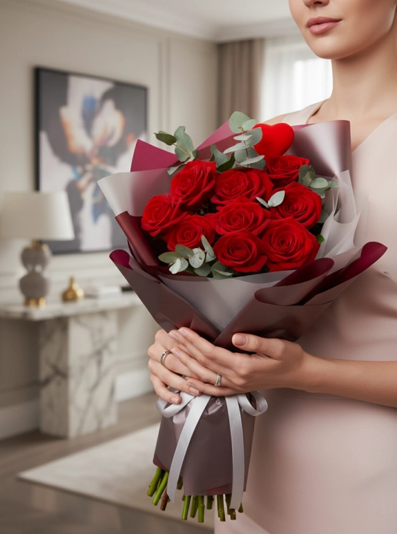 9 Adet Kırmızı Gül Buketi