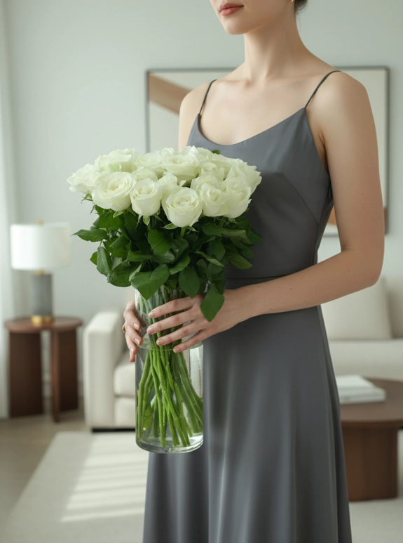 Vazoda 20 Beyaz Gül